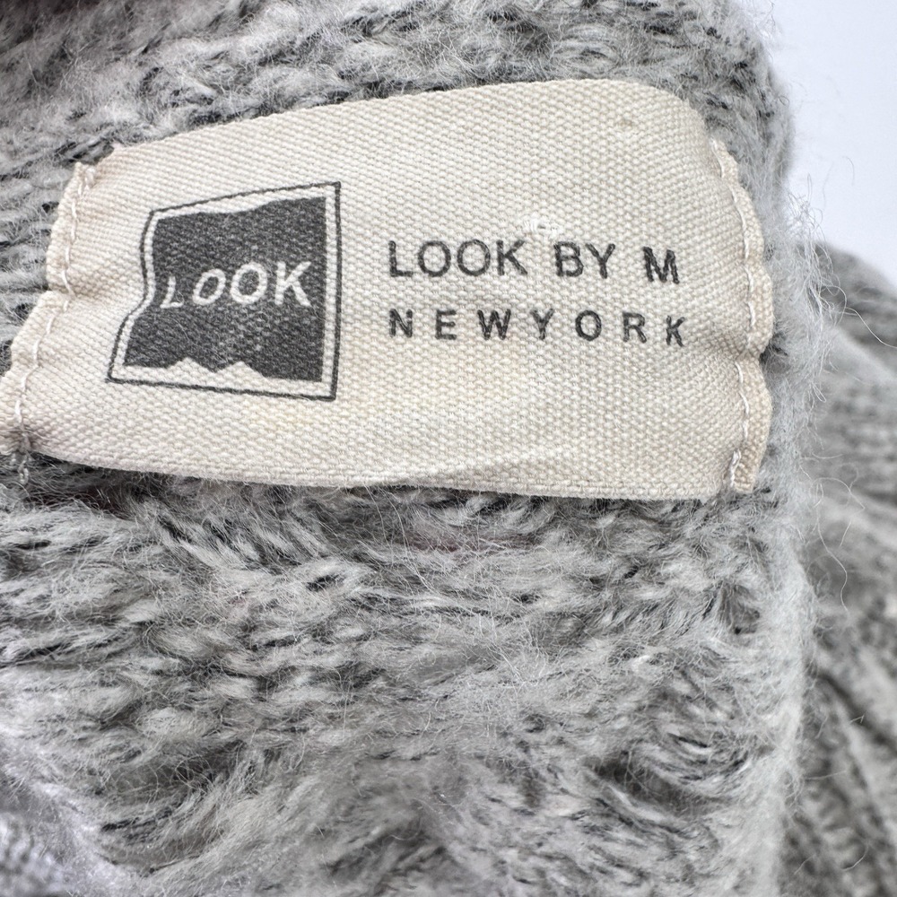 Look Cable Knit Cardigan Women Heather Gray Minimal Lounge CozyThick Duster OSFM - Picture 5 of 9